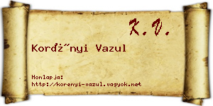 Korényi Vazul névjegykártya